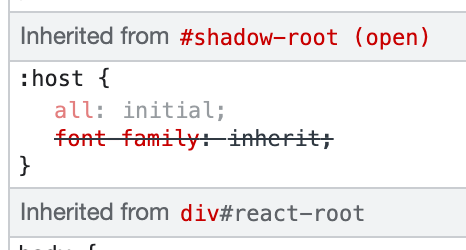 Screenshot of the developer tools when a Shadow Root is in the page