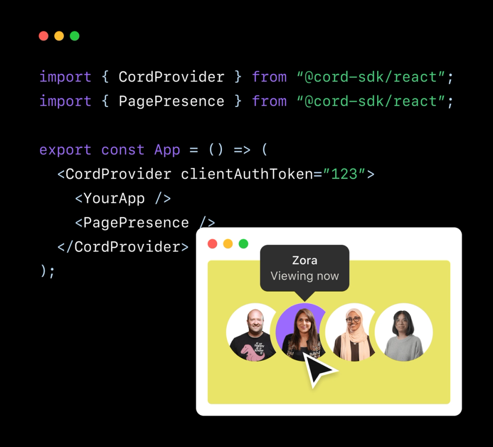 Code snippets show the code that powers page presence