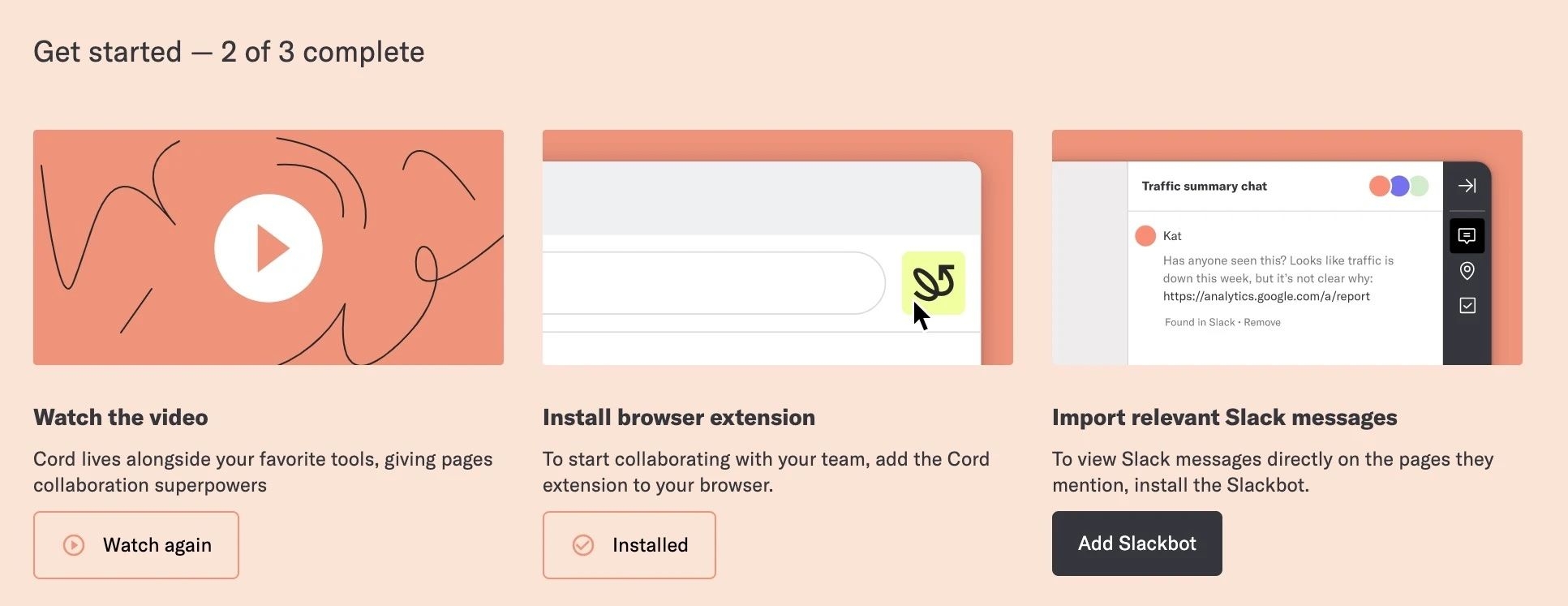 A screen capture of the Cord onboarding flow